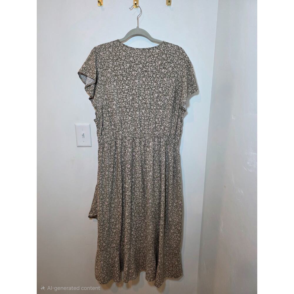 Angels Cottagecore Dress 3X Micro Floral Flutter Sleeve V Neck Boho Feminine - Picture 7 of 10